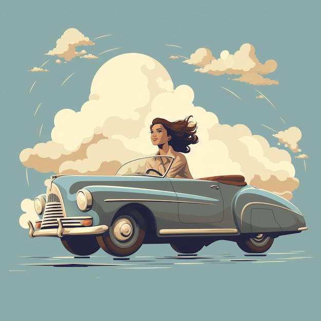 Foto illustrazione di una donna che guida un'auto