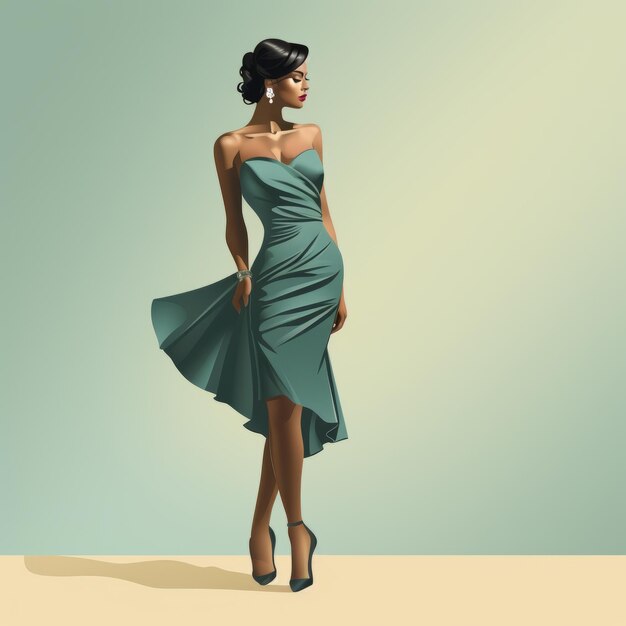 Photo an illustration of a woman in a green dress