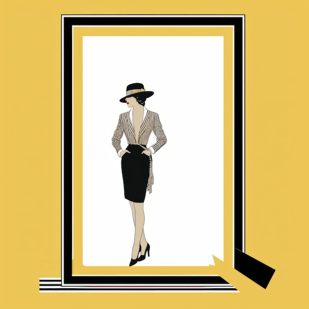 Photo an illustration of a woman in a hat and suit