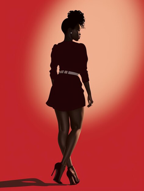 Photo an illustration of a woman in high heels standing in front of a red background