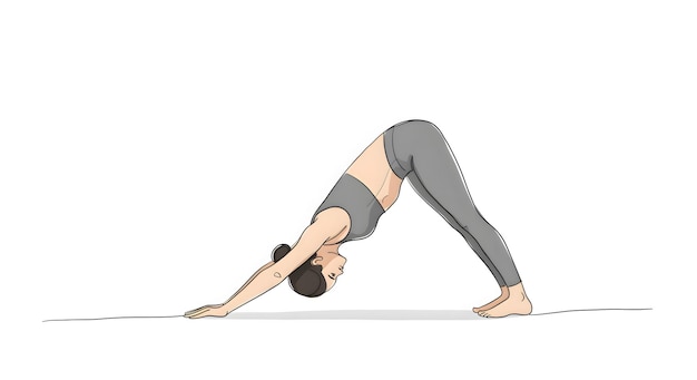 illustration of woman practicing downward dog pose in yoga