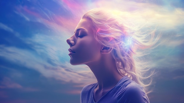 眠りと夢を見ている女性のイラスト 霊媒少女は心と心の霊性について考えます