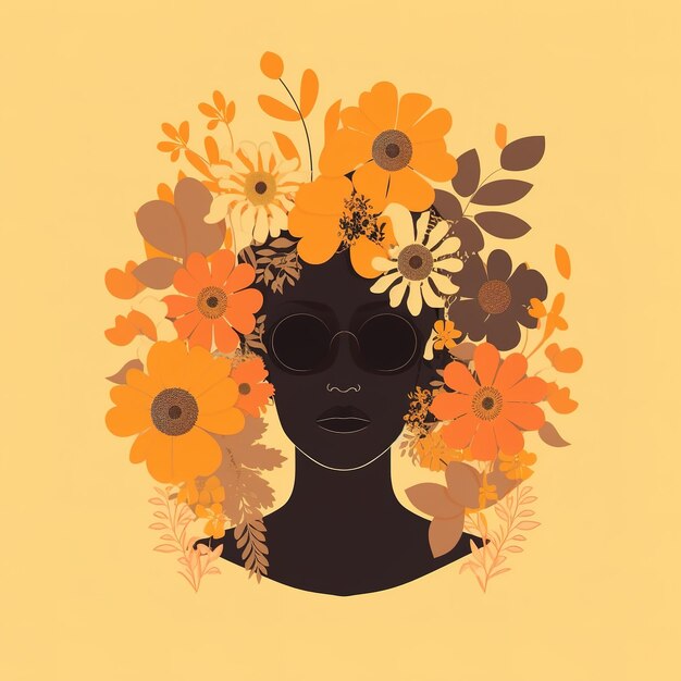 Illustration of a woman surrounded by flowers