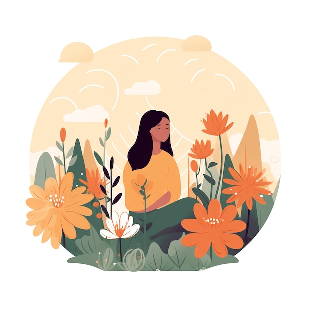 illustration of a woman surrounded by flowers