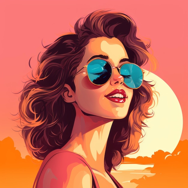 an illustration of a woman wearing sunglasses