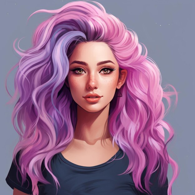 an illustration of a woman with purple hair