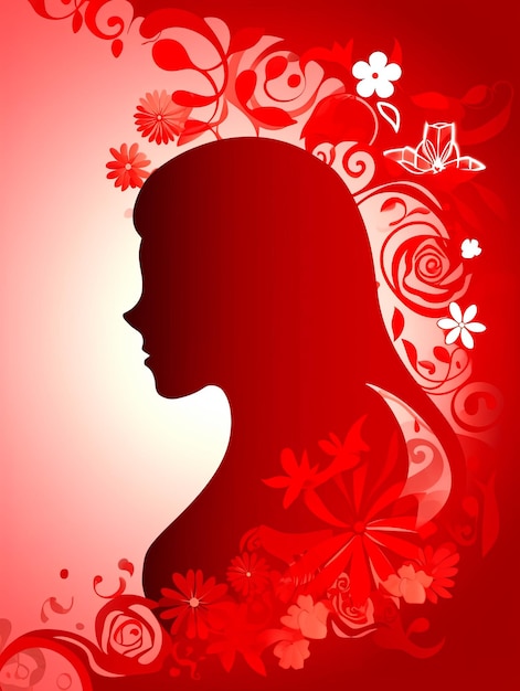 illustration Womens Day background in red