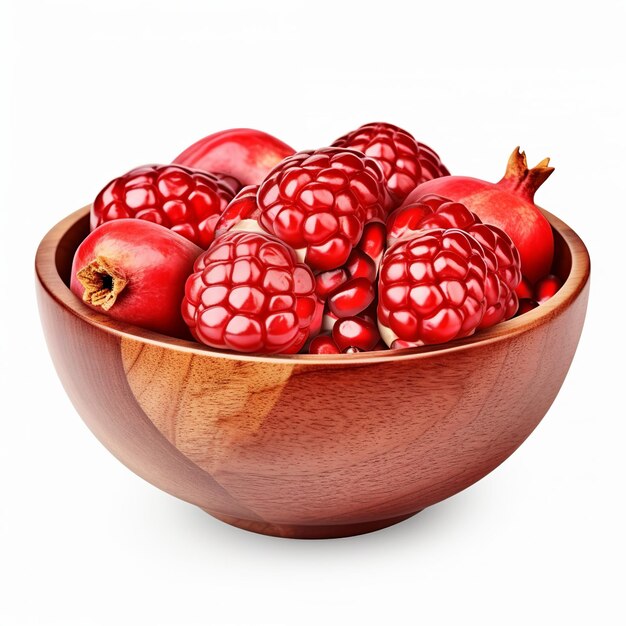 illustration of wooden bowl of pomegranate isolated on transparent