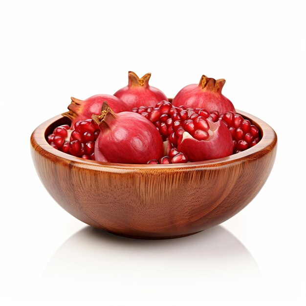 illustration of wooden bowl of pomegranate isolated on transparent