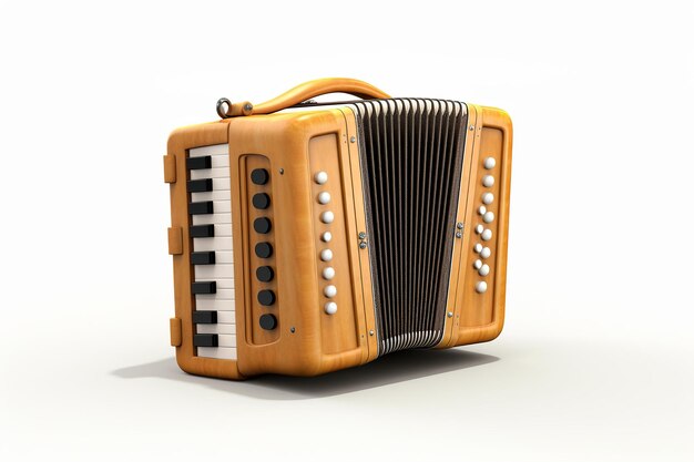 Photo illustration of wooden cartoon 3d render classic accordion generative ai