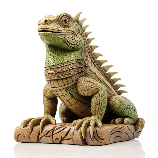 иллюстрация деревянная скульптура игуаны
