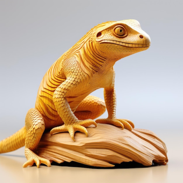 illustration wooden lizard statue creativity