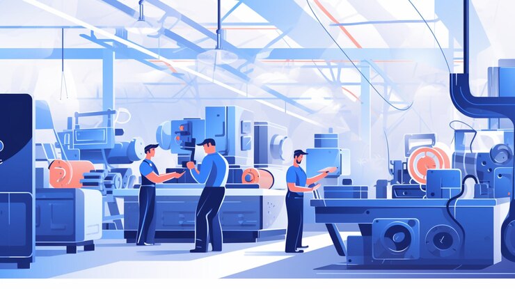 Photo 工場産業背景の労働者のイラスト