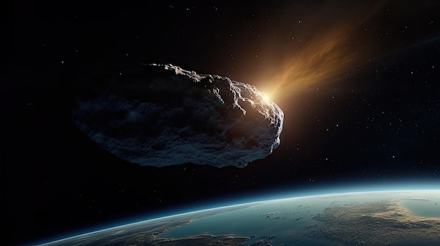 Foto illustrazione del fumetto 3d realistico della giornata mondiale degli asteroidi
