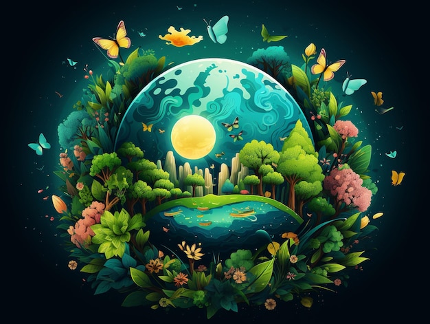 illustration of World Earth Day Background of Culture