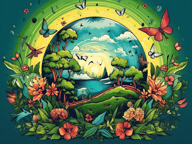 illustration of World Earth Day Background of Culture