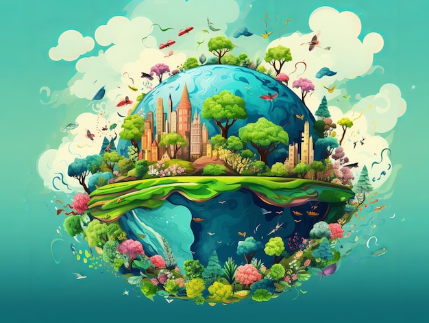 illustration of World Earth Day Background of Culture