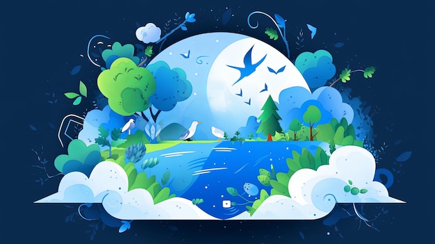 illustration World Earth Day in blue