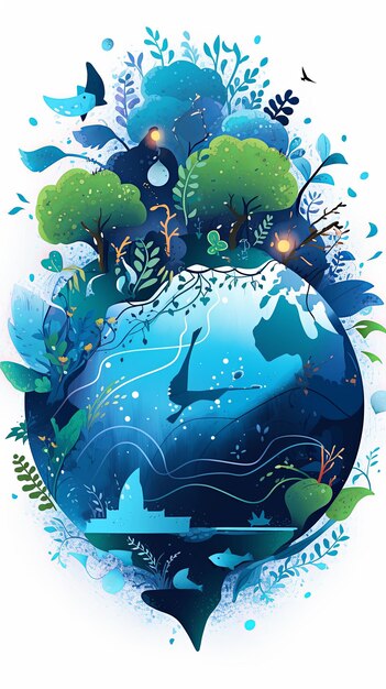 illustration World Earth Day in blue