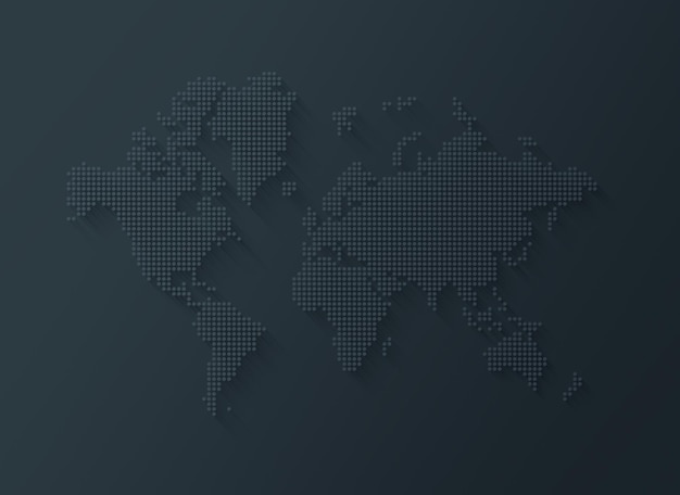 Photo illustration of a world map made of dots on a black background