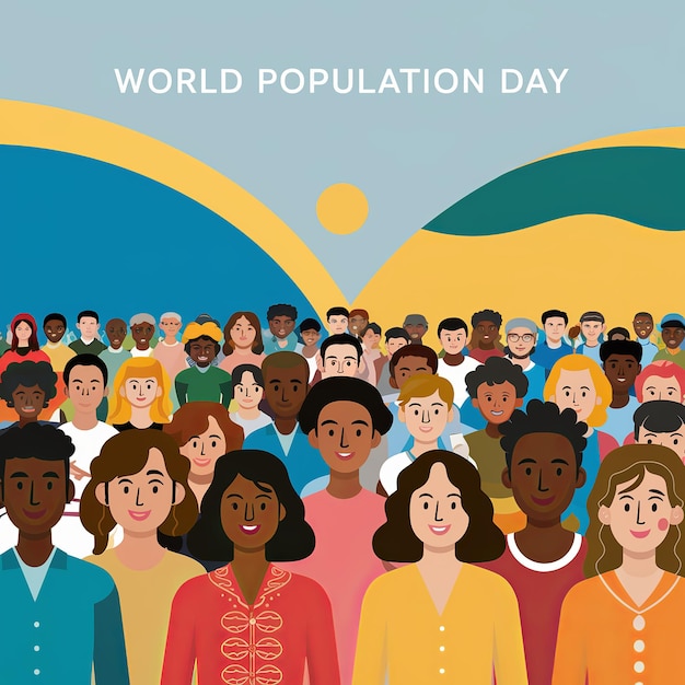 Illustration of World Population Day Concept 11July Explosion of world population