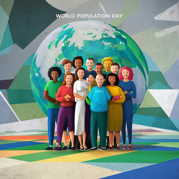 Illustration of World Population Day Concept 11July Explosion of world population