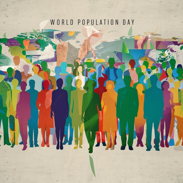 Illustration of World Population Day Concept 11July Explosion of world population