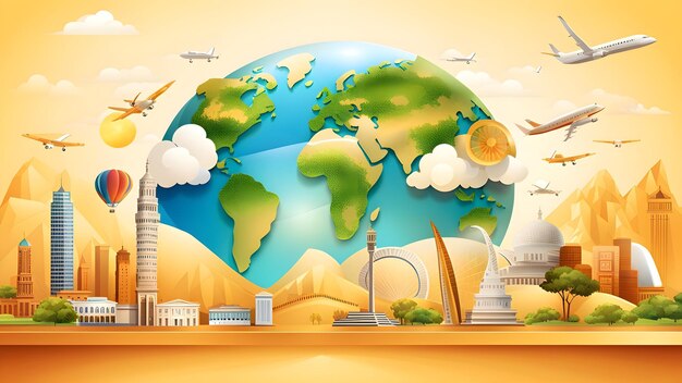 Illustration of world travel background