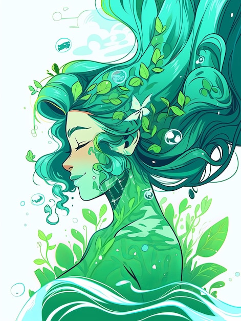 illustration world water day in green