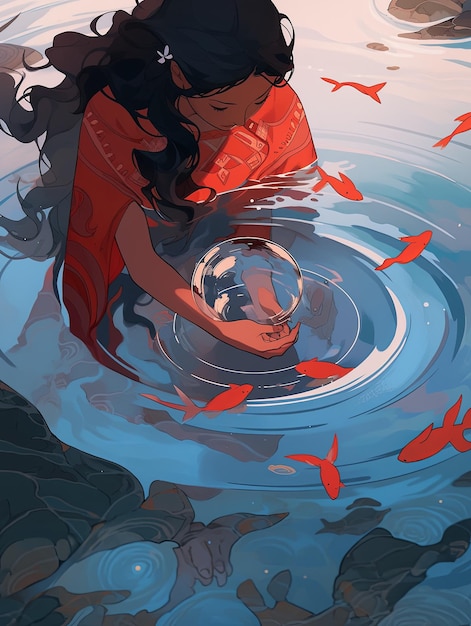 illustration world water day in red