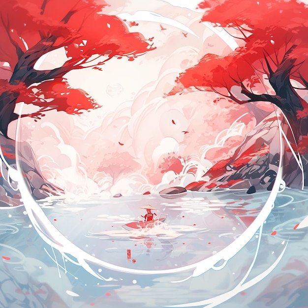 illustration world water day in red