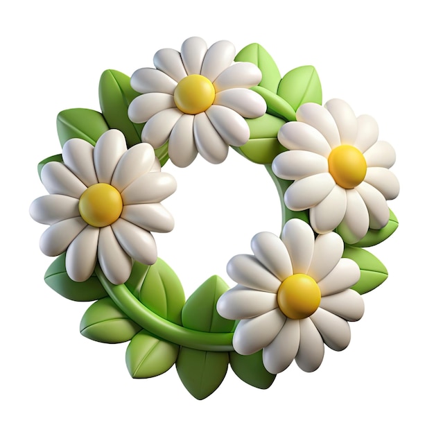 Illustration of a wreath of daisies on a white background 3d illustration