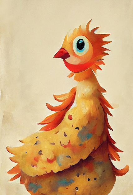 Illustration of Yellow Baby Chicken Chick for Kids Children Book in Watercolor Painting Art