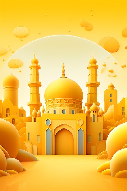 Illustration of yellow mosque