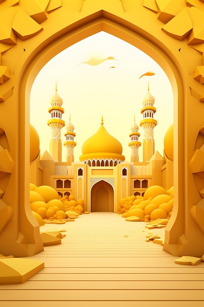 Photo illustration of yellow mosque