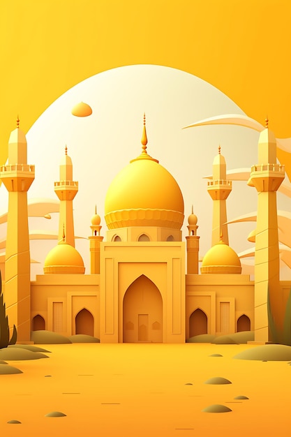 illustration of yellow mosque