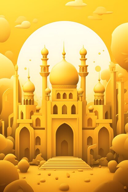 illustration of yellow mosque