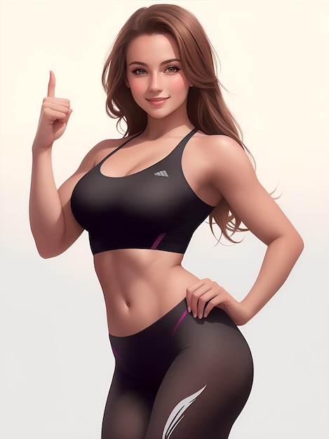 illustration young woman life style fitness gym images with ai generated