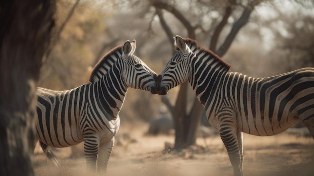 Photo illustration of a zebra in the middle of a forest