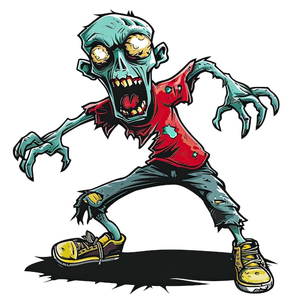 a illustration of a zombie with a red shirt on it