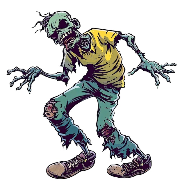 Photo a illustration of a zombie with a yellow shirt on it