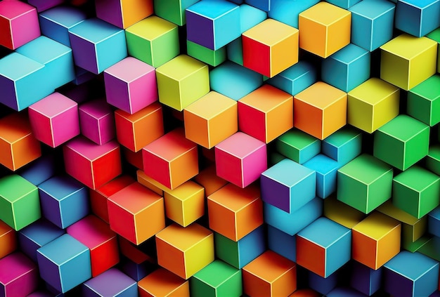 an illustrationabstract background of colored cubesimage by AI