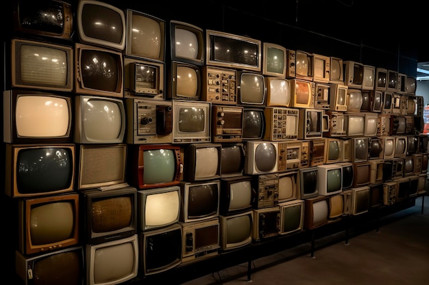 illustrationmany old television grouped togethergenerative ai