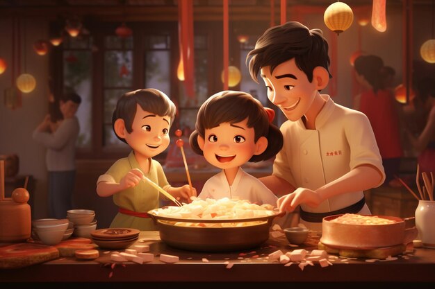 Illustrations of a chinese new year dumpling makin 00353 03