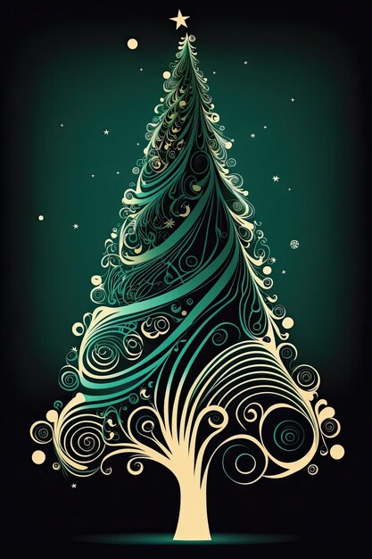 Photo illustrations of christmas tree festive card background