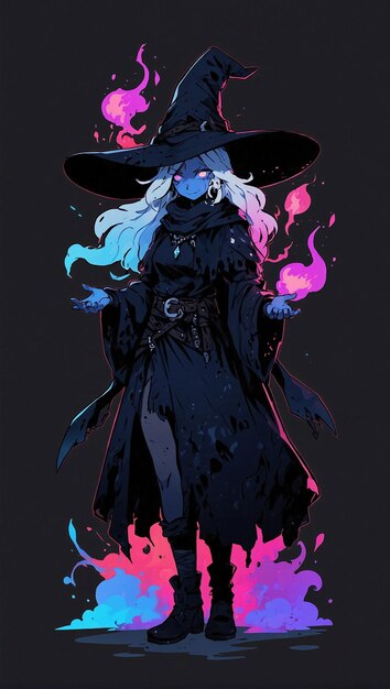 Illustrations of Dark Mages and Beautiful Witches in Various Outfits Conjuring Spells and Mystery