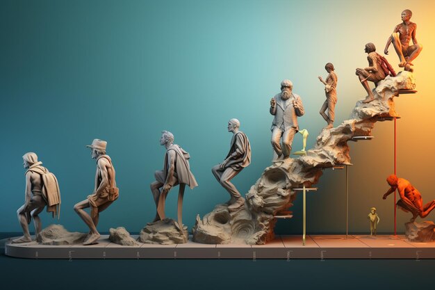 Photo illustrations depicting the evolution of human rig 00327 00