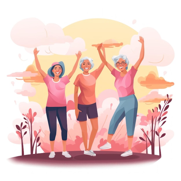 illustrations of grandmothers exercising