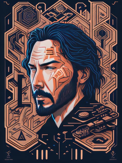 Foto illustrazioni dell'isometria di keanu reeves