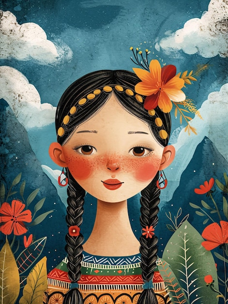 Illustrations of minority Dai people concept illustrations of traditional ethnic girls